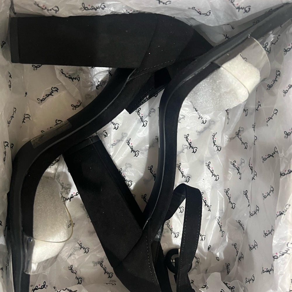 Cupid Black Block Heel Ankle-Strap Sandals